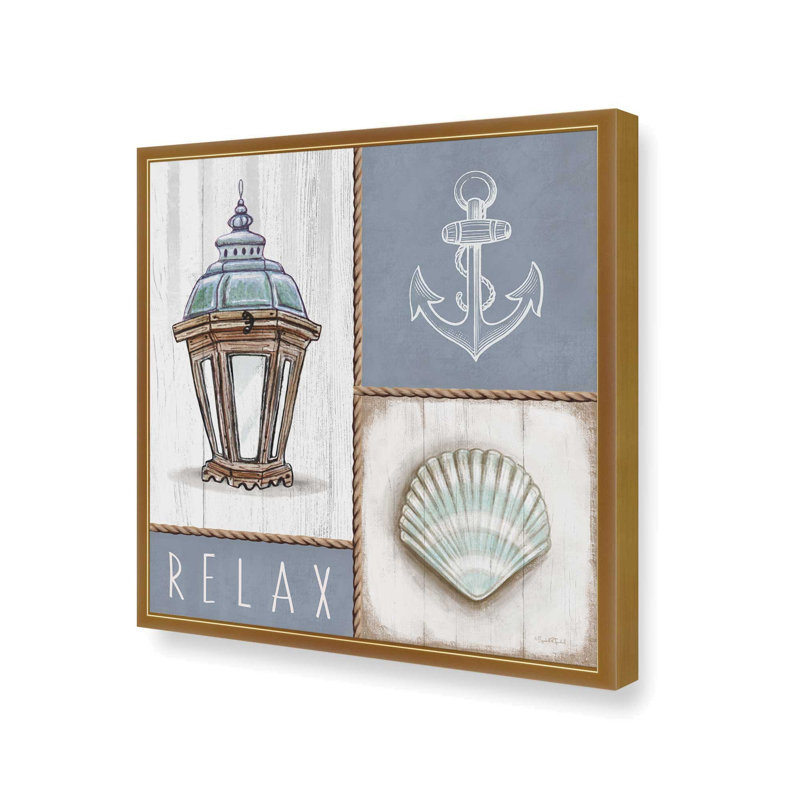 «Coastal Relax» par Elizabeth Tyndall, reproduction d'art, 30 W x 30 H, Doré, Framed Print