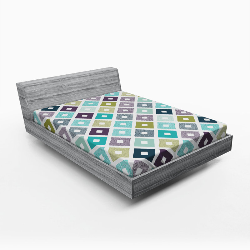 Microfiber Geometric Fitted Sheet, Full Fitted Sheet
