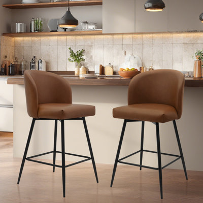 Tabouret de bar pivotant à 360 ° à hauteur de comptoir avec dossier