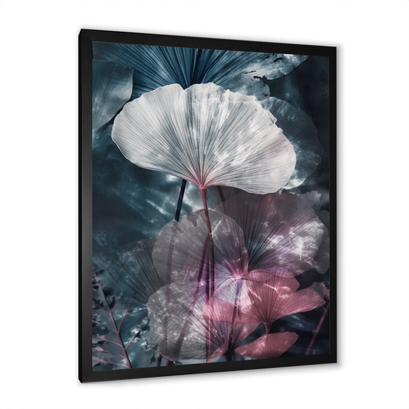 Feuilles de ginkgo tropical I - impression, Cadre photo noir, H 20 po x l 12 po x P 1 po