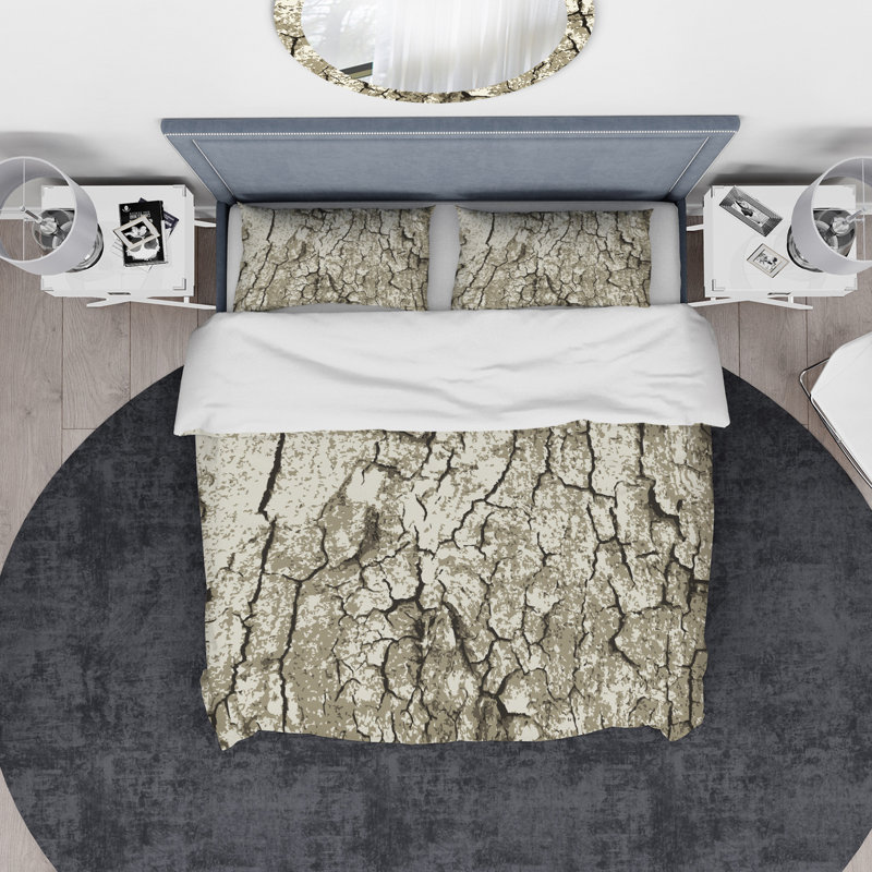 Ensemble de housse de couette designart tree écorce, Housse de couette grand + 2 taies décoratives