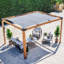 Backyard Discovery Brendan Sail Shade Cedar Wood Outdoor Patio Pergola with Canopy and Powerport 3.7m x 3.1m (12ft x 10ft)