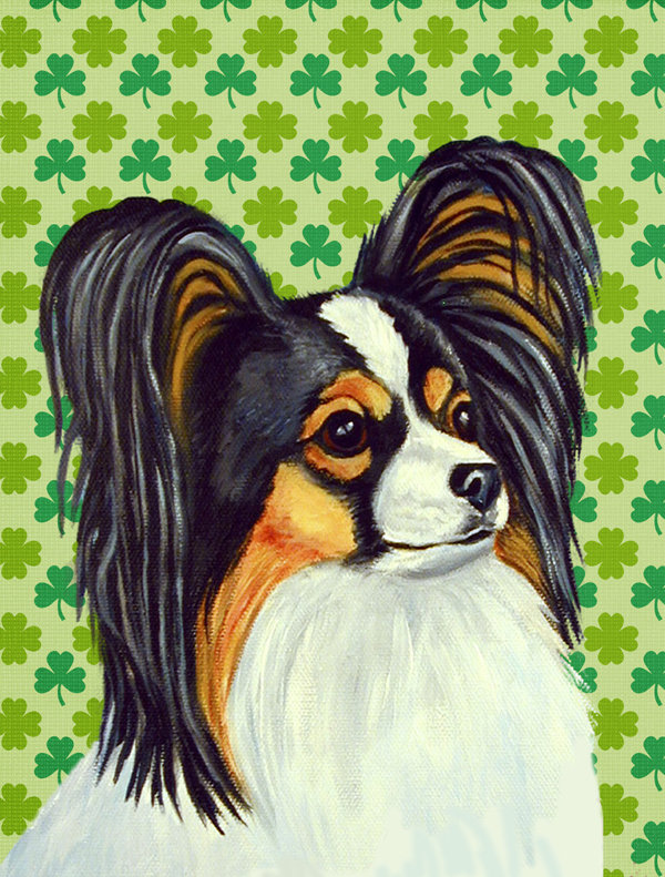 Drapeau de jardin à 2 côtés st. patrick day trèfle, Papillon (brun et blanc)