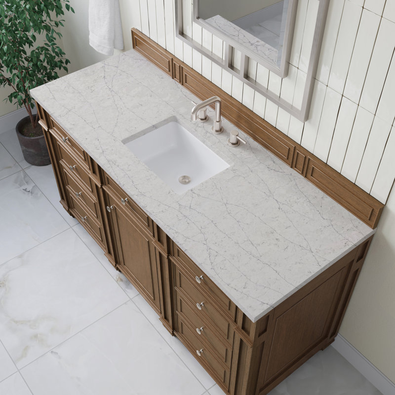 Bristol 60 in. Single Vanity, Saddle Brown, Eternal Jasmine Pearl, 8" Widespread