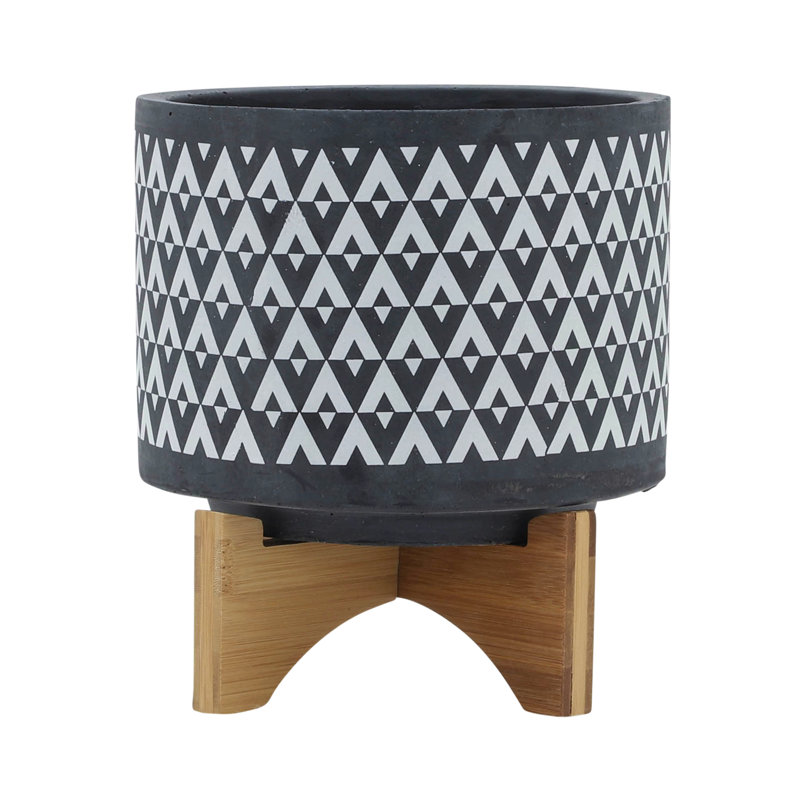 Jardinière 8 po sur support en bois, gris