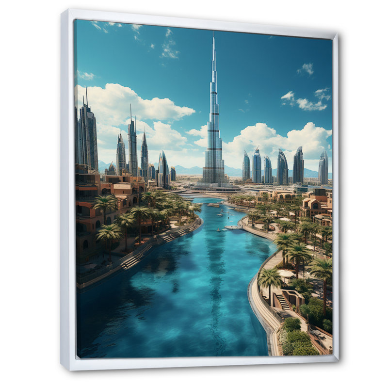 Cityscapes Wall Art Living Room, H 44 po x l 34 po x P 1,5 po, Cadre flottant blanc