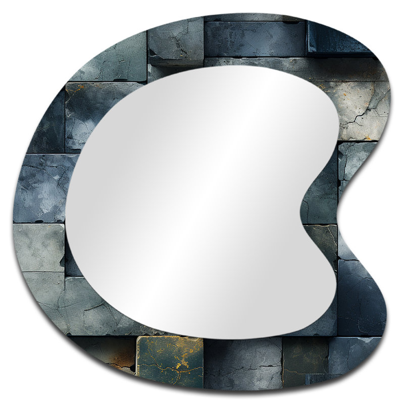 Illusion architecturale de mur en béton - Miroir mural asymétrique moderne, 27 po x 27 po
