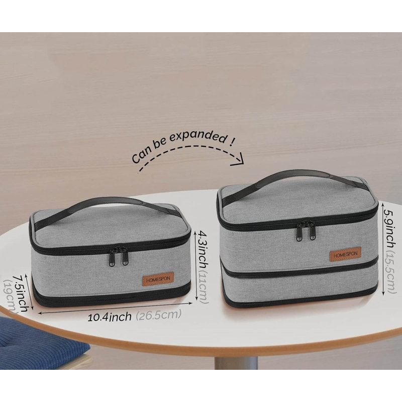 Expandable Lunch Bag With Handle, Grey