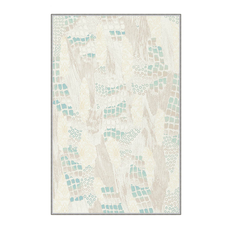 Stylish Woven Carpet (3.9 x 4. ft), 1% Polyester, Pile Height: .3 in | Antibacterial & Non-Slip Underside, 3D Digital Printing | Machine Washable, Perfect for Home Décor, Living Room & Bedroom Use