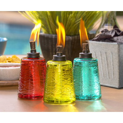 TIKI® Brand 6 Inch Table Torch Glass Red, Green and Blue