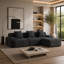 Canapé modulaire moderne en forme de L sans os, canapé 3 places en velours côtelé gris foncé avec repose-pieds et coussins décoratifs, aucun assemblage requis pour le salon