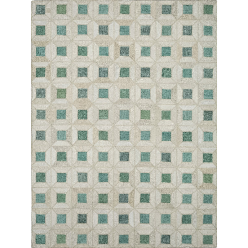 Tapis vert en coton noué à la main