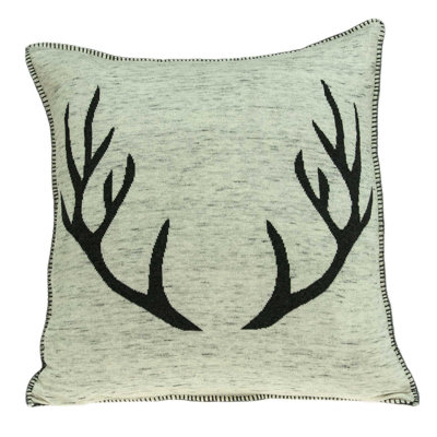 Housse de coussin carré en cerf gris et noir