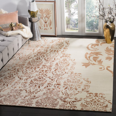Tapis ivoire en laine / coton noué à la main Labuguen