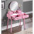 Contemporary Wood Vanity and Stool Set-1817994464