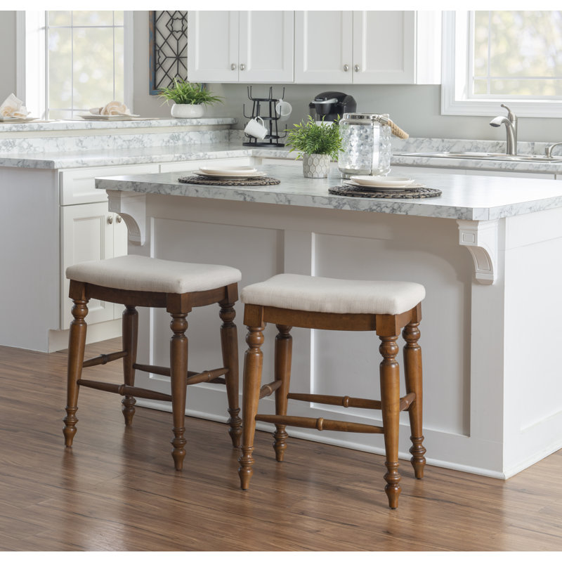 Avalo Backless Upholstered Wood Counter & Bar Stool, Counter Stool (25" Seat Height), Walnut