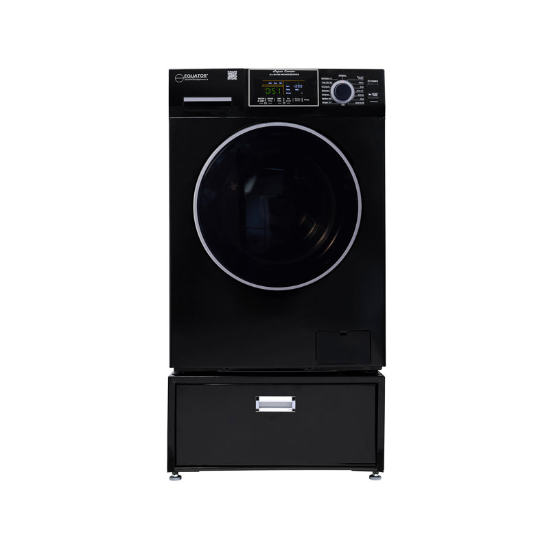 Black 1.62 cu. ft. Smart Electric All-in-One Washer Dryer with Pedestal