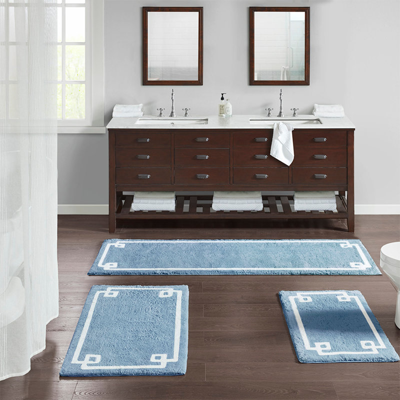 Premium Cotton Tufted Bath Mat - , Blue, Single - 40" L x 24" W