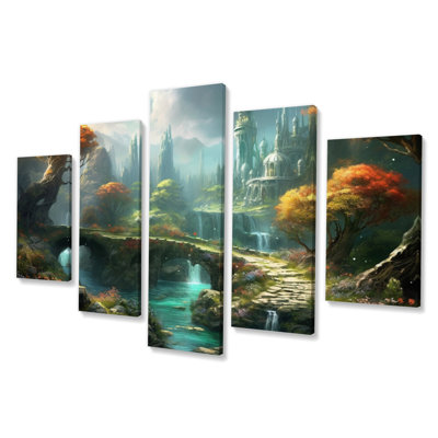 Fairytale Castle I - Castles Canvas Art Print - 5 Panels