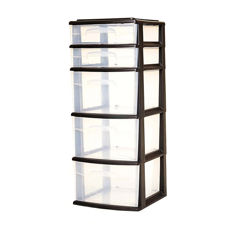Organisateur de tour de rangement en plastique Homz, 5 tiroirs, cadre noir