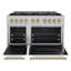 ZLINE Autograph 48 in. Classic Gas Range with 8 DuoPro Burners & White Doors w/ Bronze Accents-821269794-821269796