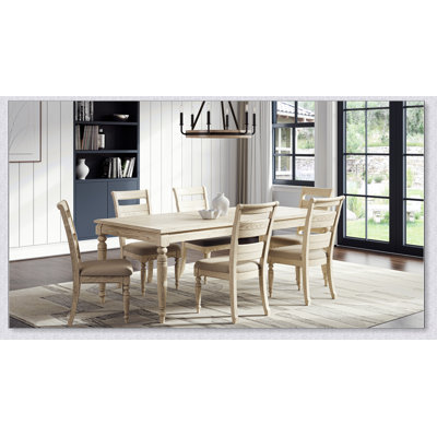 Table de salle à manger extensible avec rallonge amovible et finition blanchie résistante pour une configuration de sièges flexible