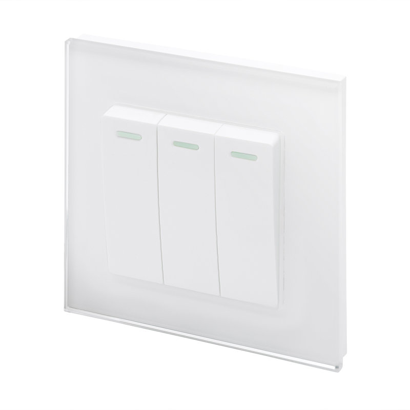 Crystal PG 3 Gang Rocker Light Switch White, White