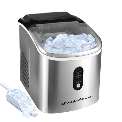 Machine à glaçons de comptoir rétro avec fonction autonettoyante 26 lb Frigidaire, glace en forme de balle, acier inoxydable