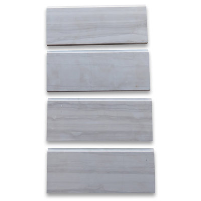 Athens Grey Wood Grain Marble 5X12 Baseboard Trim Molding Honed