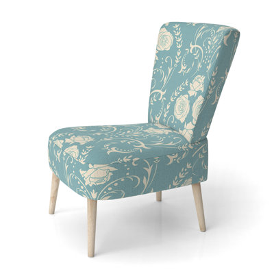 Cream Roses On Green - Upholstered Cabin & Lodge Accent Side Chair