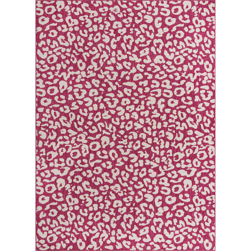 Magenta/Ivory Indoor/Outdoor Rug, Rectangle 10' x 14'
