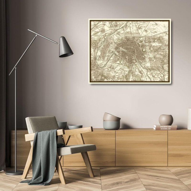 «17 Stories Vision Studio», reproduction d'art sur toile tendue: Carte sépia de Paris