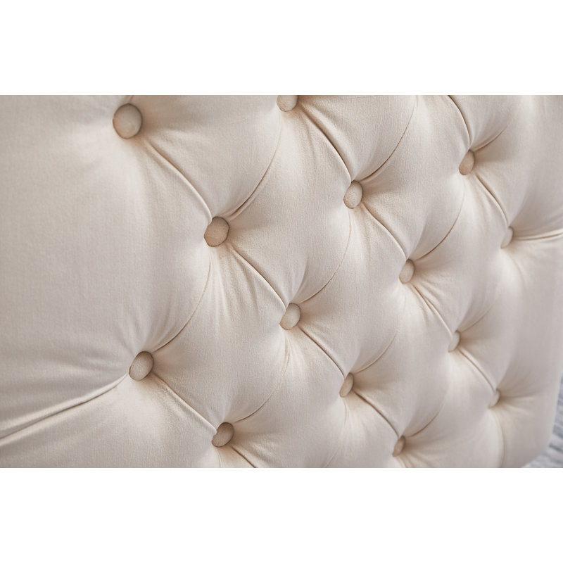 Canapé en velours à accoudoirs carrés 70 po Shawn, Velours beige