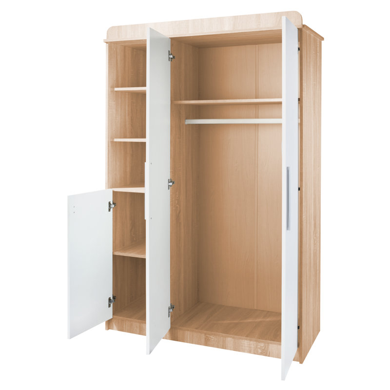 Lena 3 Door White/ Maple Wardrobe