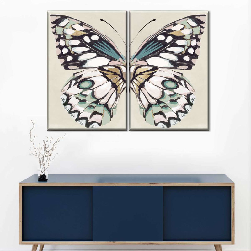 " Butterfly's Kiss I " 2 - Pieces, 24" H x 33" W x 1.25" D