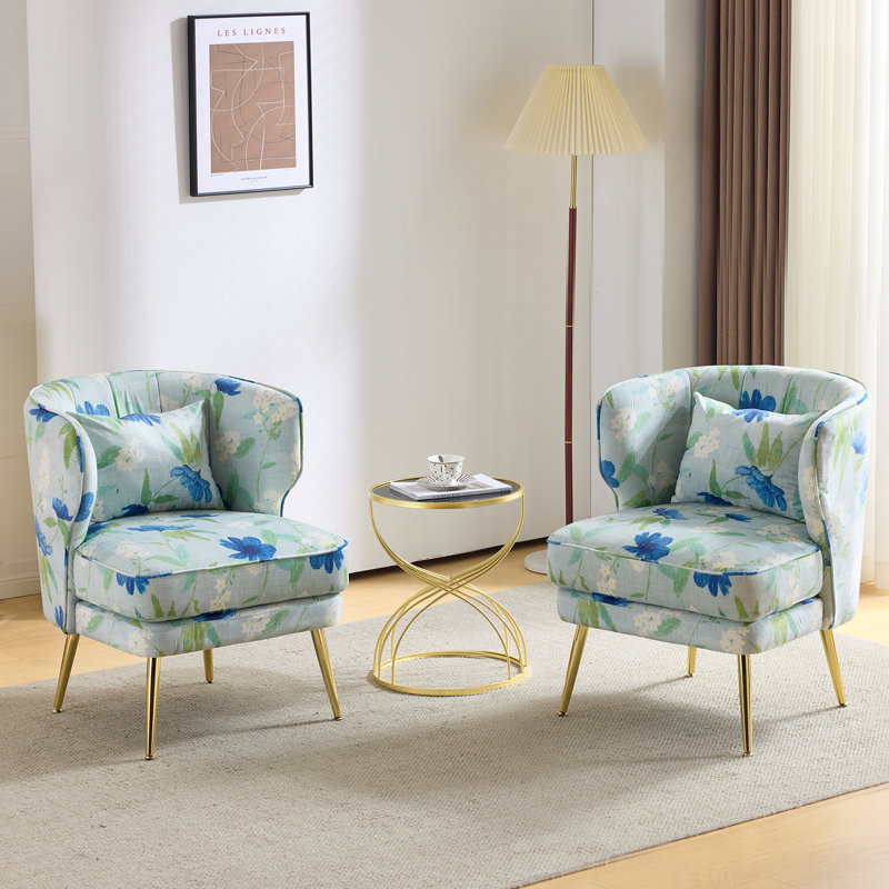 Fauteuil d'appoint en tonneau 2 pièces avec coussin lombaire