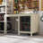 Oak-Finish Garage Work Bench With Mesh Cabinet Door And Adjustable Shelf