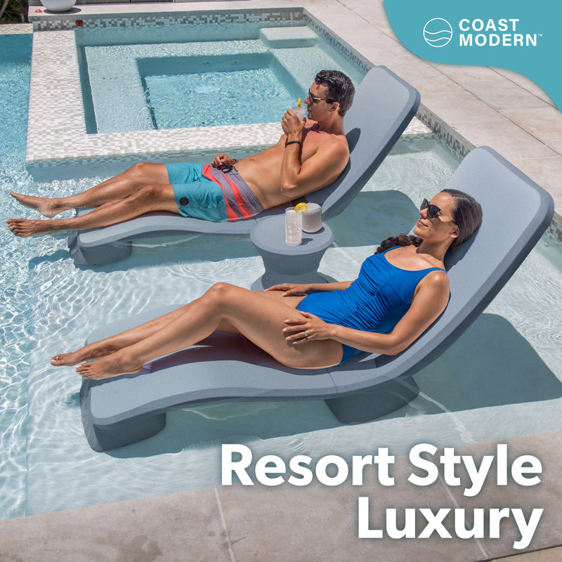 Méridienne moderne de piscine Gosports Coast, Bleu pierre