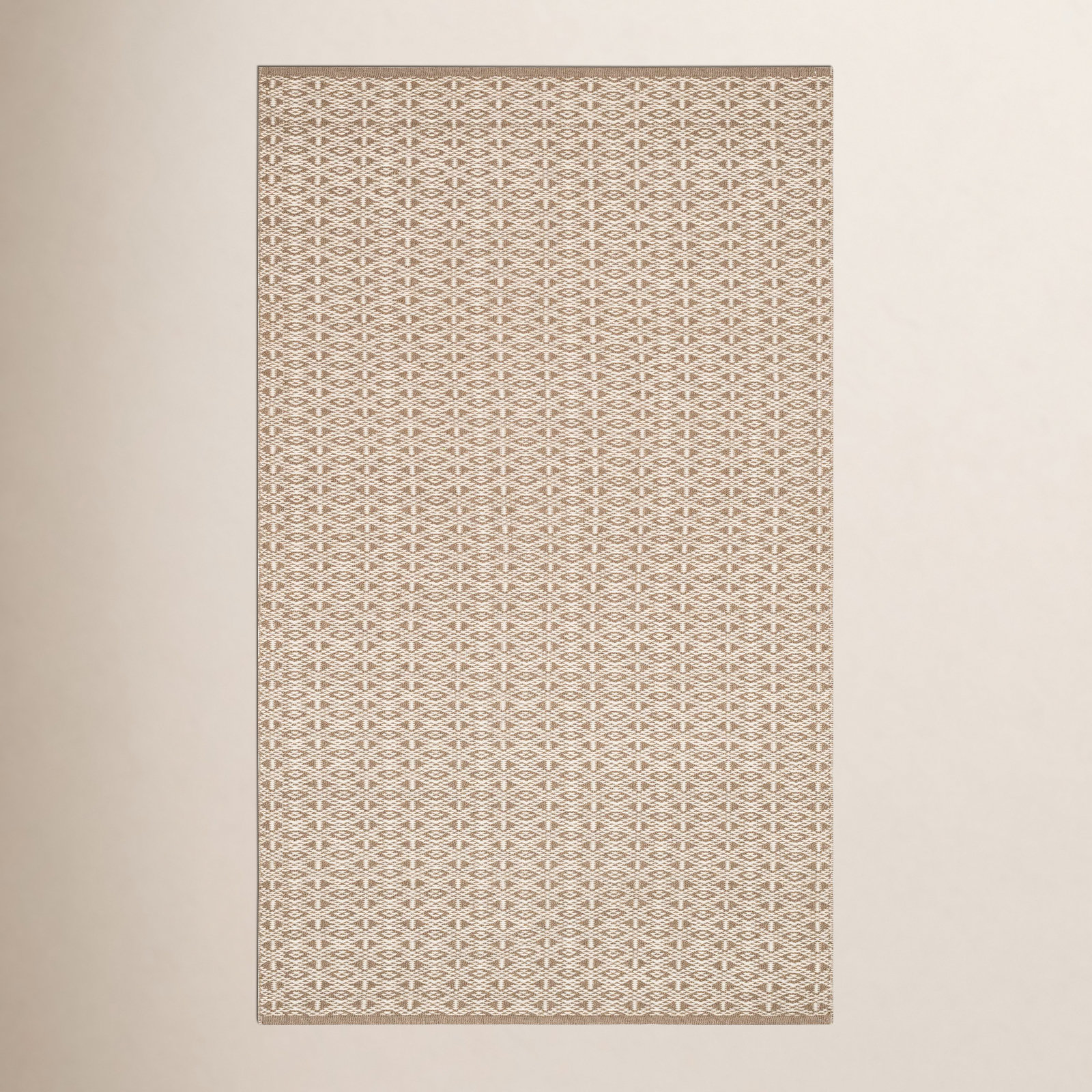 Natural Hand-Woven Geometric Cotton Rug, Rectangle 4' x 6'