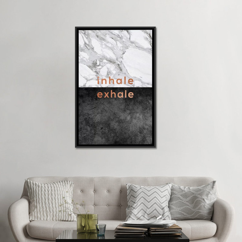 «Inhale Exhale», impression sur toile, H 48 po x l 32 po x P 1,5 po, Toile avec cadre noir, Pas de tapis