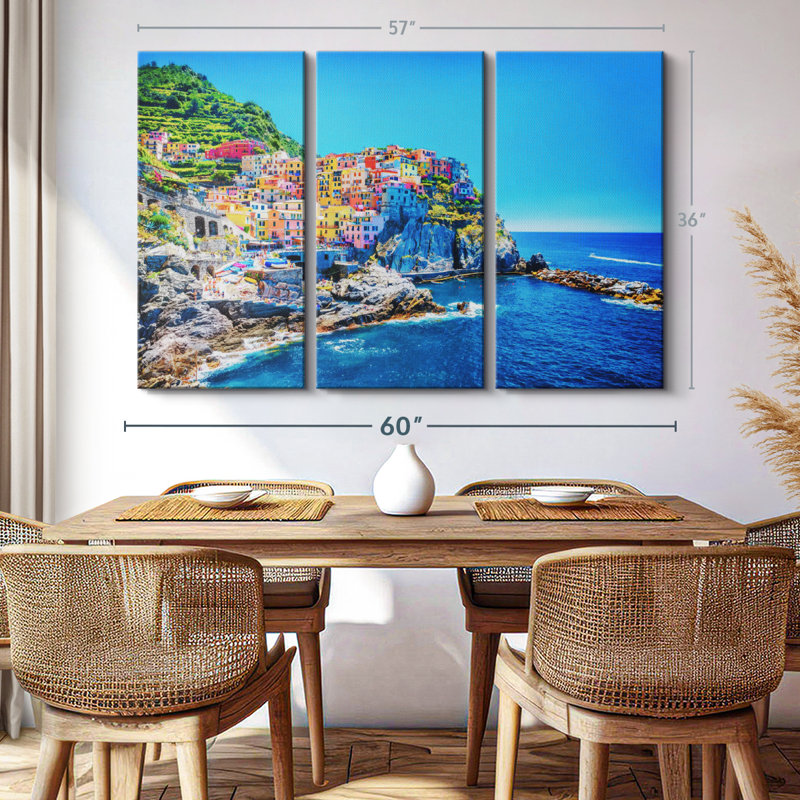 "Cinque Terre, impression sur toile", H 36 po x l 57 po x P 1,25 po