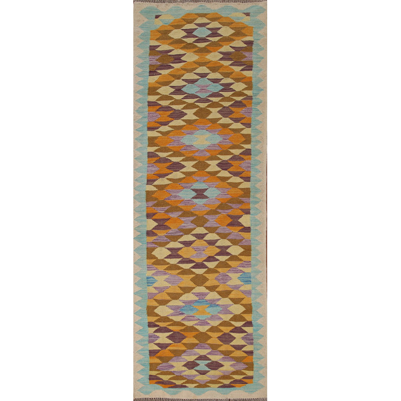 Reversible Wool Kilim Oriental Runner Rug 3x10