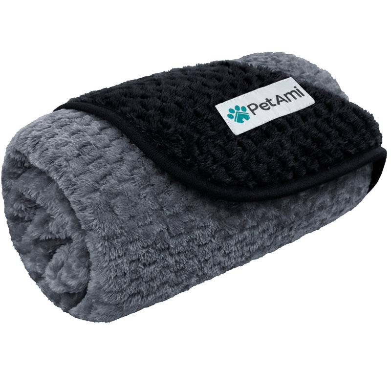 Fleece Polyester Pet Blanket, 40" x 29", Black/Gray