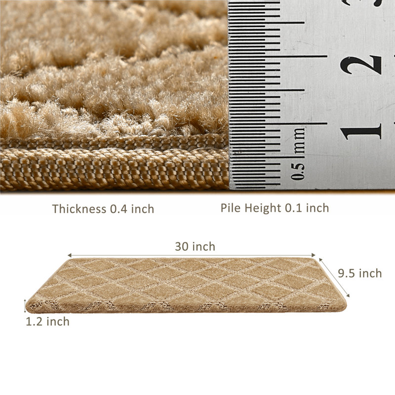 Tapis d'escalier bullnosé antidérapant (ensemble de 16), Treillis diamant kaki, 16