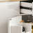 White Recessed Kitchen Island, Five-Wheeled For Easy Movement, Includes A Trash Can Cabinet And Electrical Outlet, With Multiple Drawers And Shelves For Maximum Storage.-2118873773