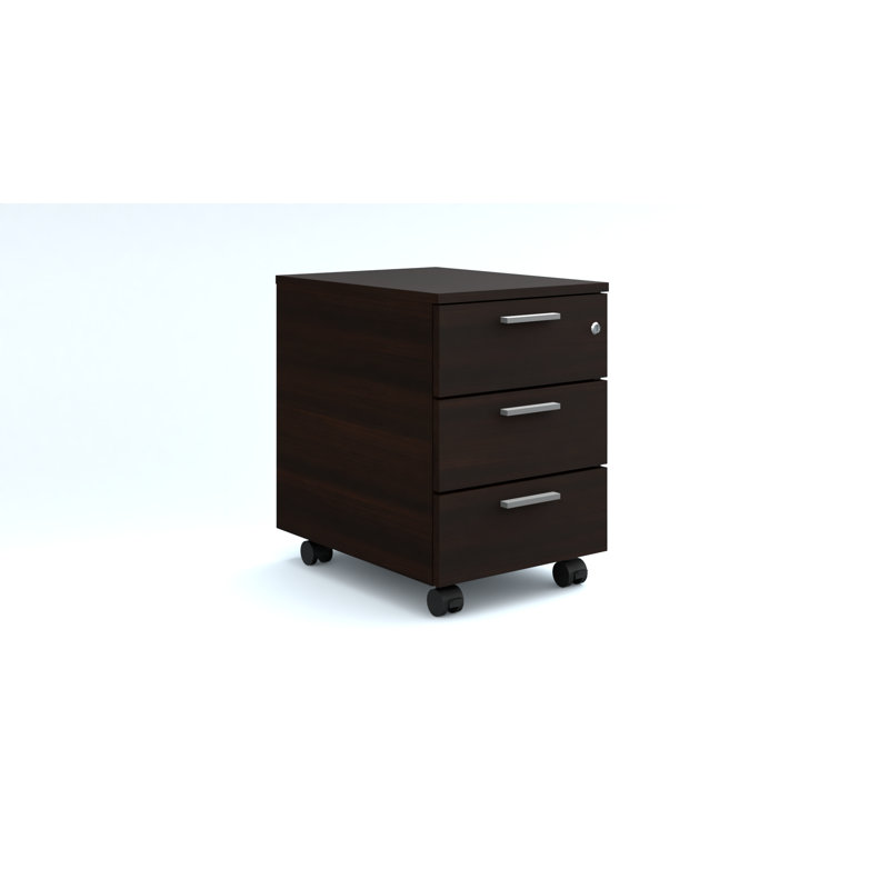 Traskwood 42cm Wide 3 -Drawer Mobile File Cabinet, Black