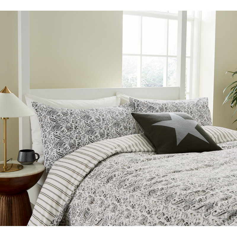 Byron Cotton Duvet Cover Set, Super King Duvet Cover + 2 Pillowcases