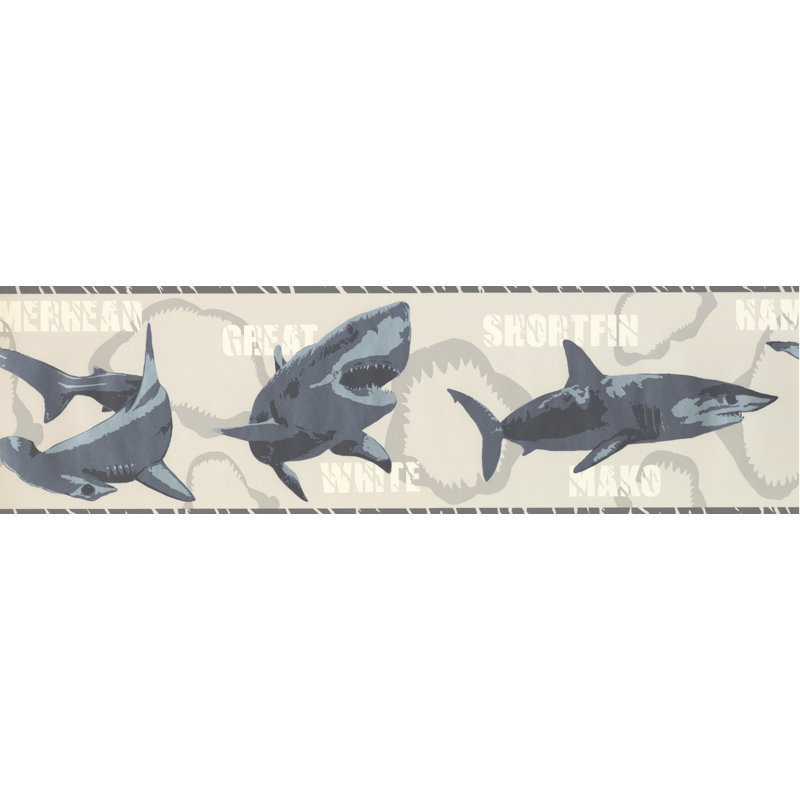 Bordure murale de diverses espèces de requins, Gris
