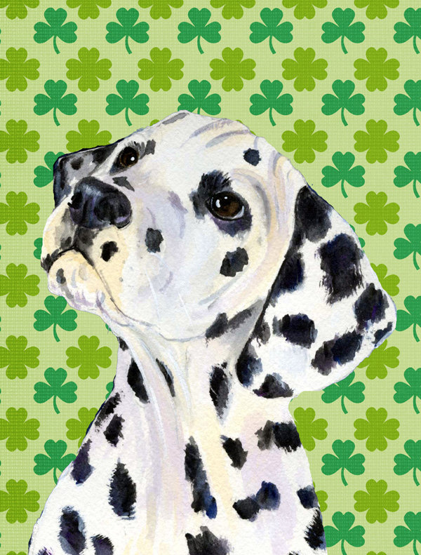 Drapeau de jardin à 2 côtés st. patrick day trèfle, Dalmatien (noir et blanc)