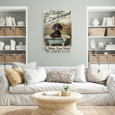 Dachshund Bath Soap - 1 Piece Rectangle Graphic Ar " Dachshund Bath Soap - 1 Piece Rectangle Graphic Art Print On Wrapped Canvas "